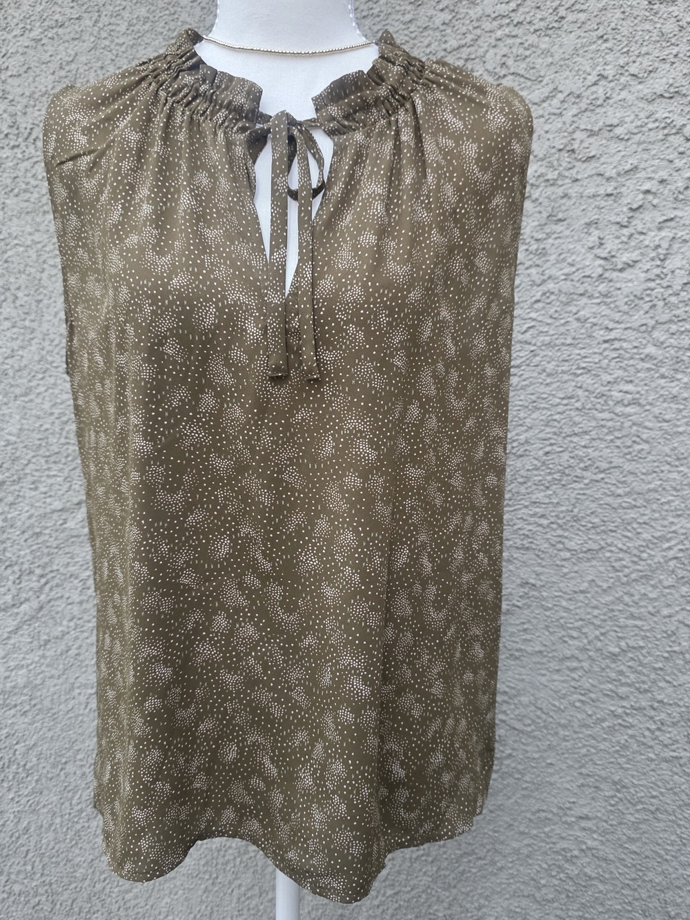 LOFT Olive Dot Tie-Neck Sleeveless Camisole